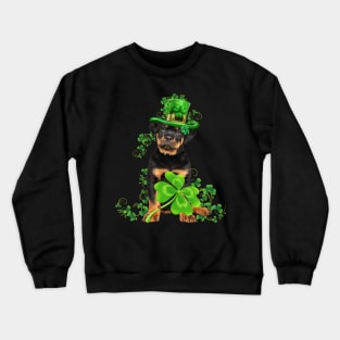 Lucky Rottweiler Shamrock St Patrick's Day Crewneck Sweatshirt